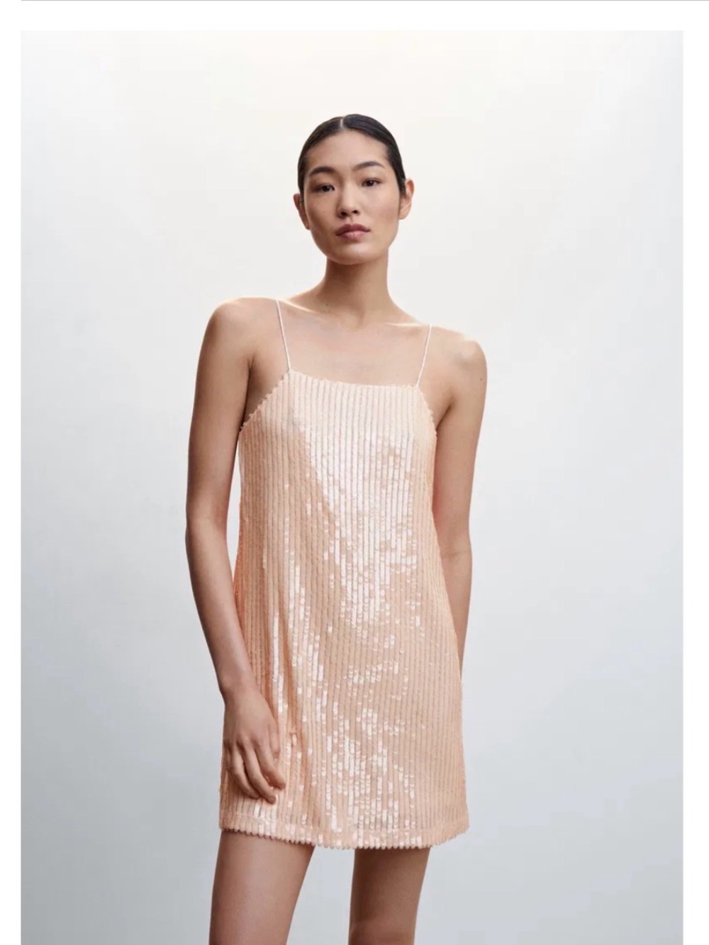 (nude) Peach Sequin Slip Dress